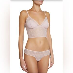 Eberjey SET longline Greta lace Bra panty thong Bralette pink rose Anthropologie